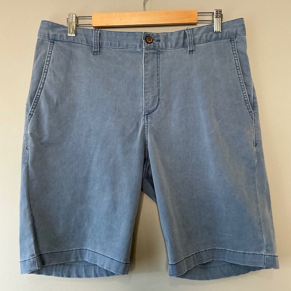 Tommy Bahama Boracay Chino Shorts Mens 35 Blue Solid Stretch Casual